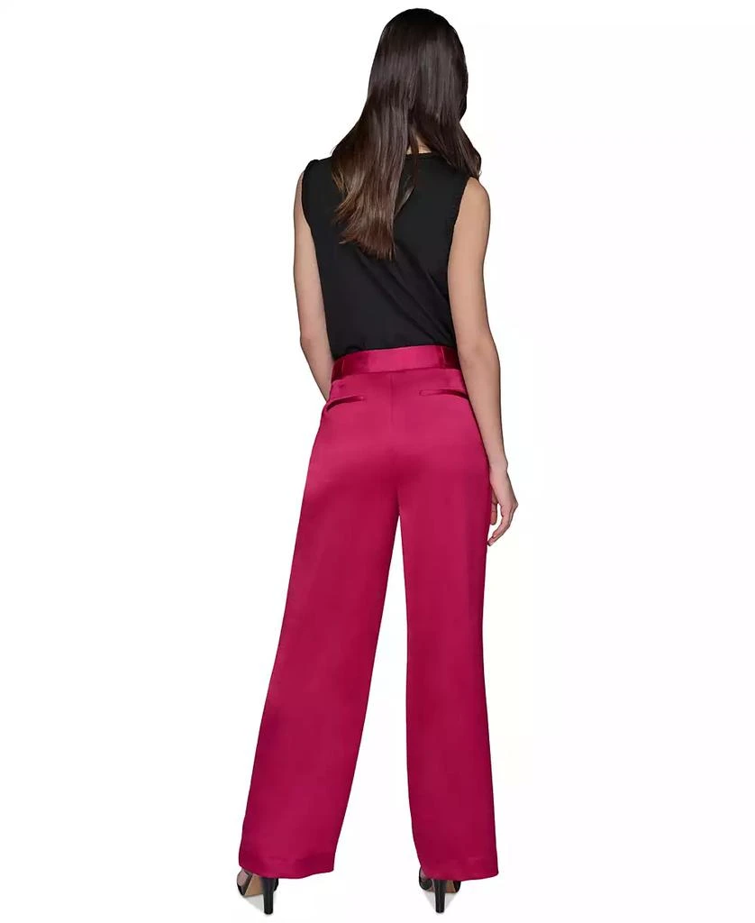 Karl Lagerfeld Paris Women's Mid-Rise Wide-Leg Satin Pants 2