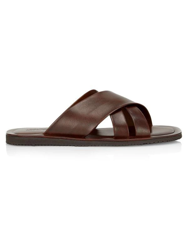 Saks Fifth Avenue COLLECTION Leather Crisscross Slides 1