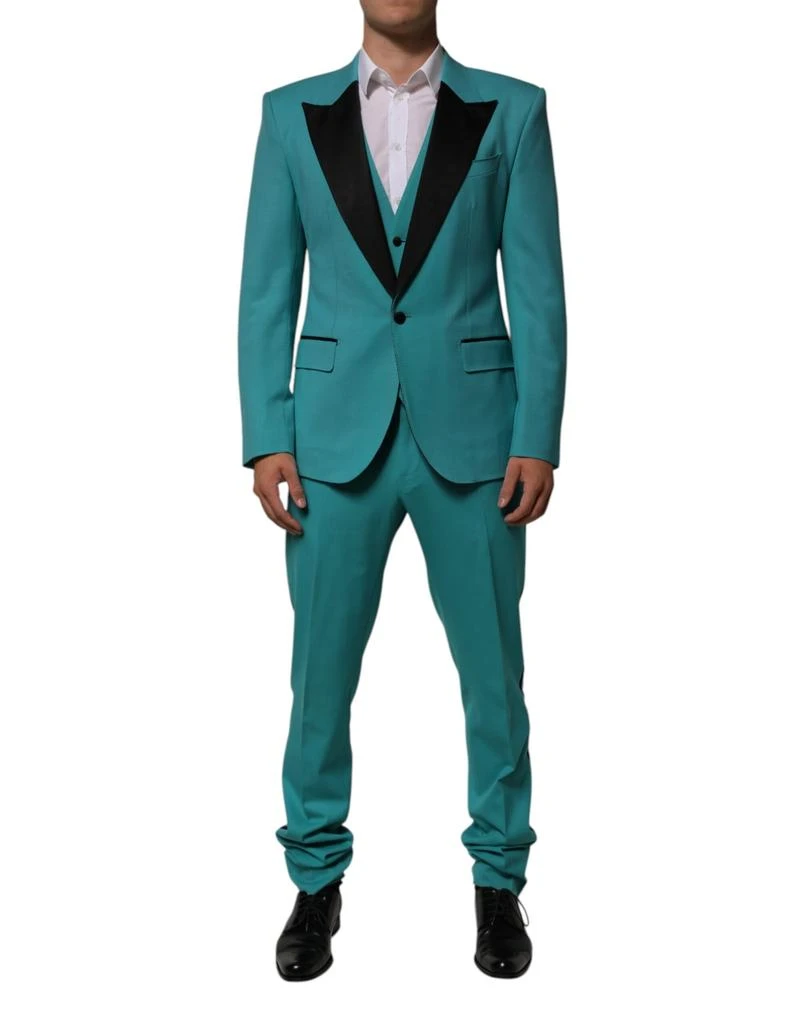 Dolce 
Gabbana Cyan 3 Piece Wool Silk Blend Suit Men
s SICILIA (Pre-Owned)