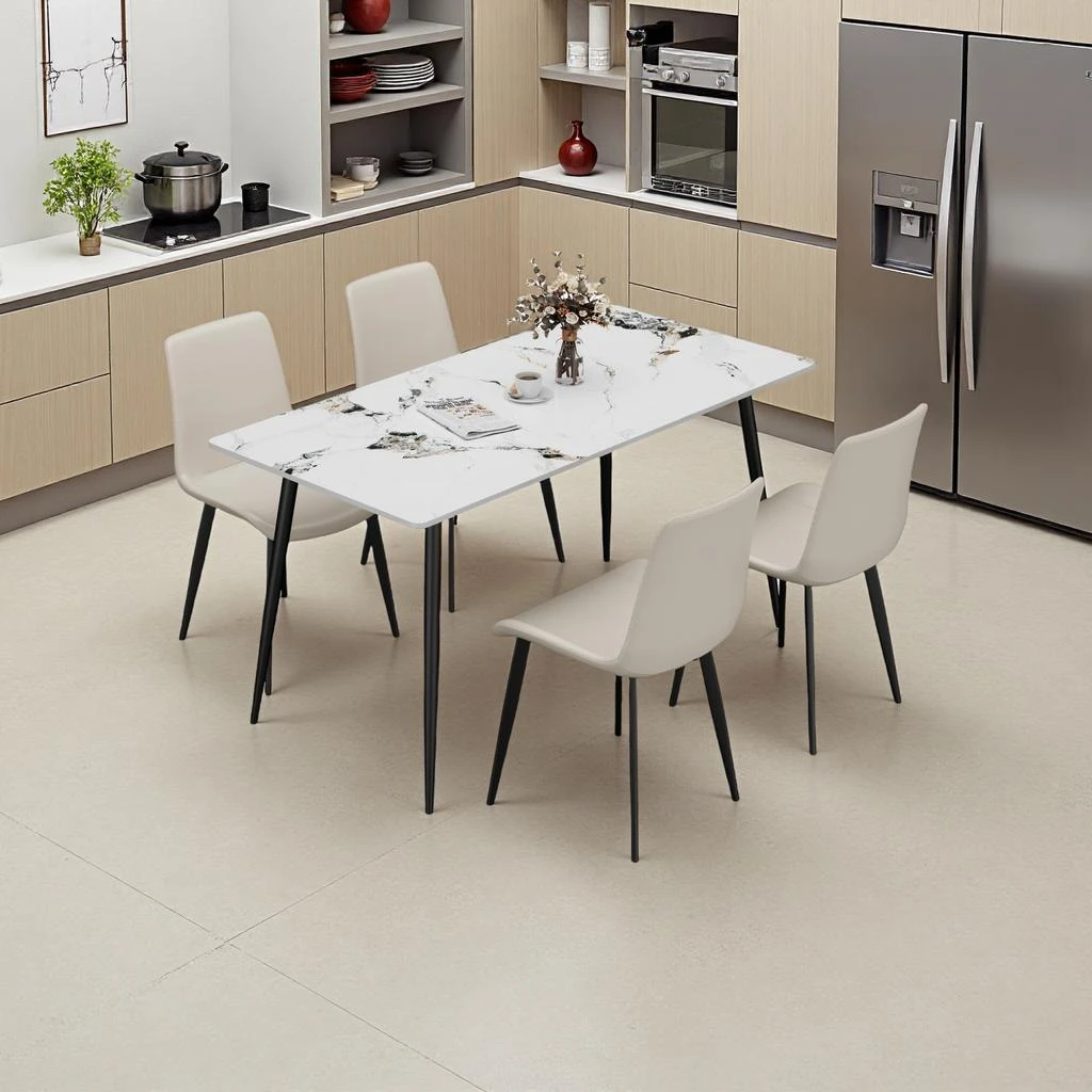 Streamdale Furniture Streamdale Sintered Stone Dining Table with 4 Chairs