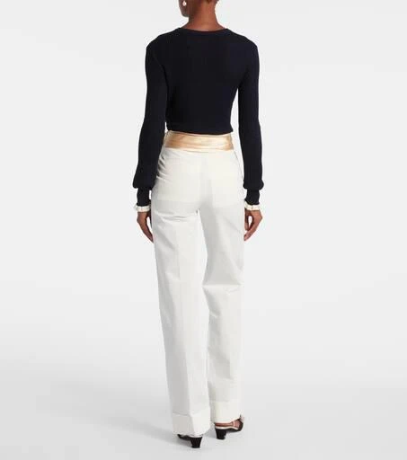 Valentino High-rise cotton and linen straight pants 3