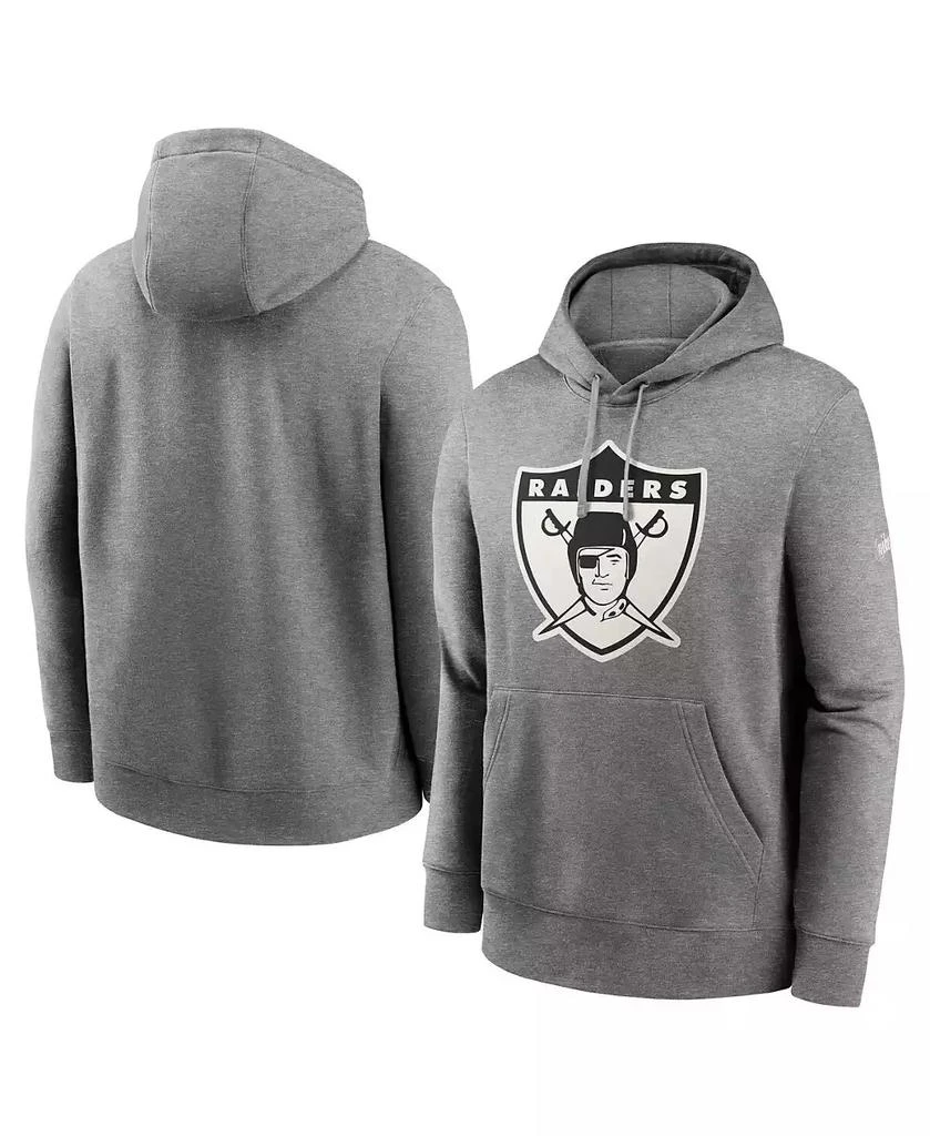 NIKE Men's Heathered Gray Oakland Raiders Rewind Club Fleece Pullover Hoodie 1