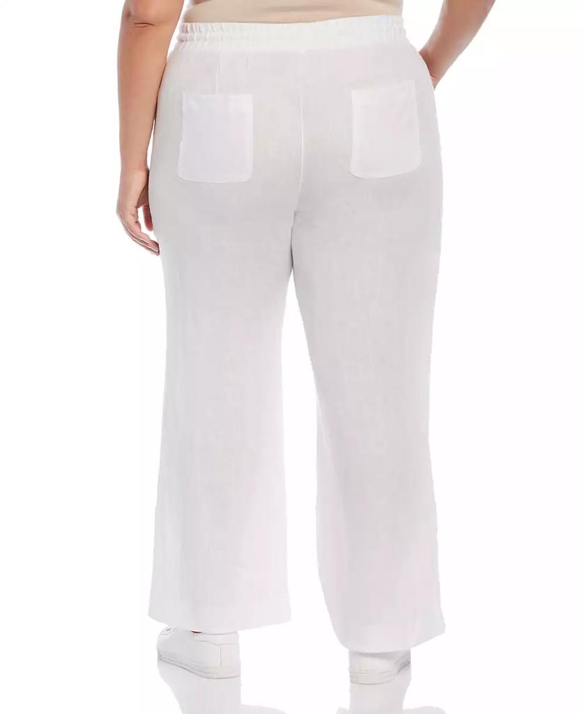 Rafaella Plus Size 100% Linen Wide Leg Drawstring Pants