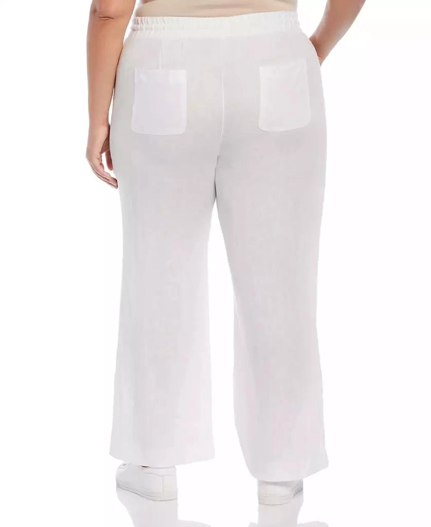 Rafaella Plus Size 100% Linen Wide Leg Drawstring Pants 2