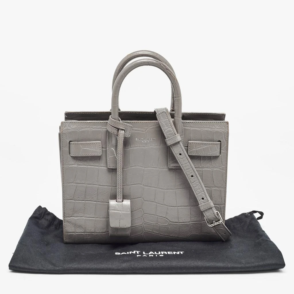 Yves Saint Laurent Saint Laurent Grey Croc Embossed Leather Nano Classic Sac De Jour Tote 20