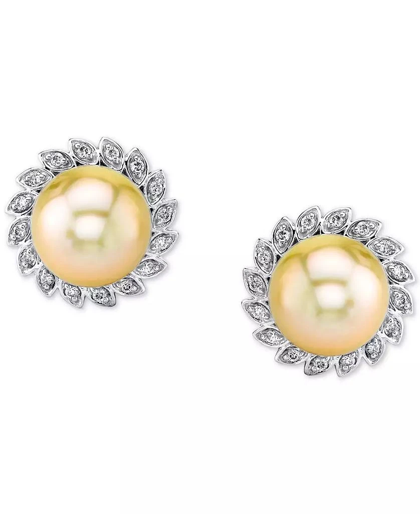 Macy
s Cultured Golden South Sea Pearl (10mm) 
Diamond (1/4 ct. t.w.) Stud Earrings in 10k Gold 3