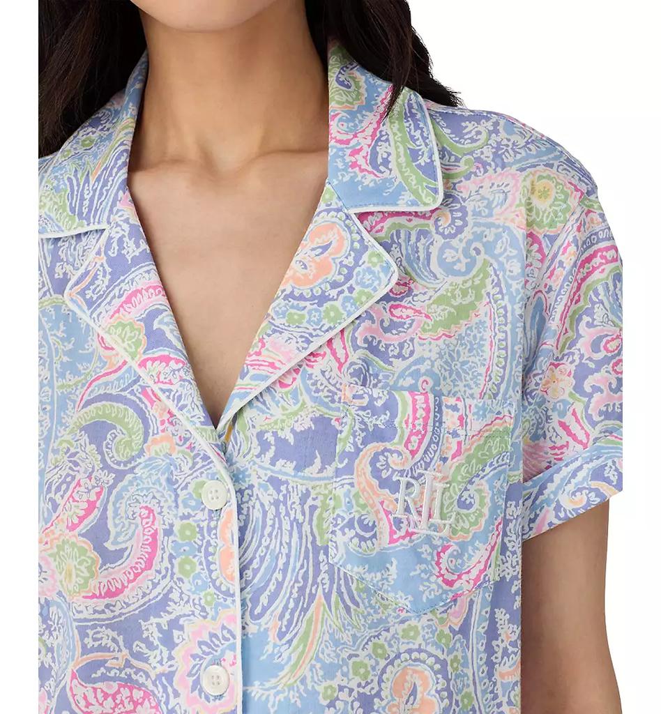 Ralph Lauren Women's Notched-Collar Cropped Pajama Set