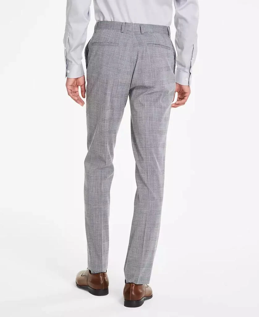 DKNY Men's Modern-Fit Black & White Plaid Suit Separate Pants 3