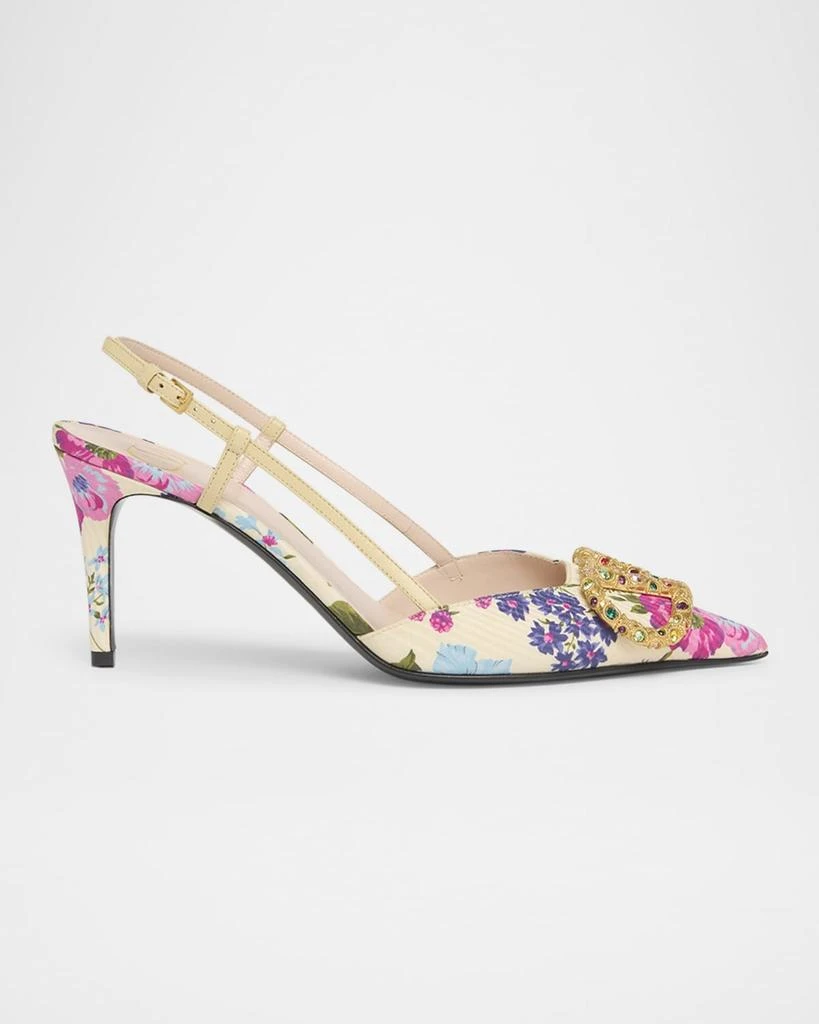 Valentino VLOGO Pointed Floral Satin Pumps 1