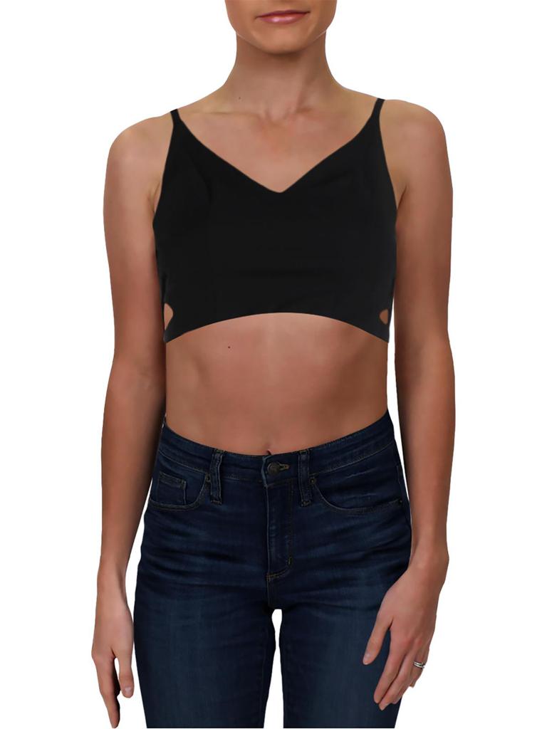 Speechless Juniors Womens Lattice V-Neck Crop Top