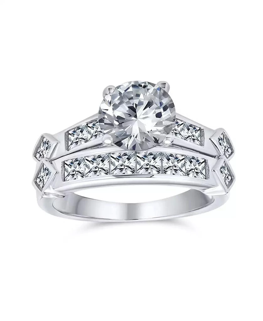 Bling Jewelry Classic CZ Art Deco 3CT Cubic Zirconia Promise Solitaire Ring Set
Band Sterling