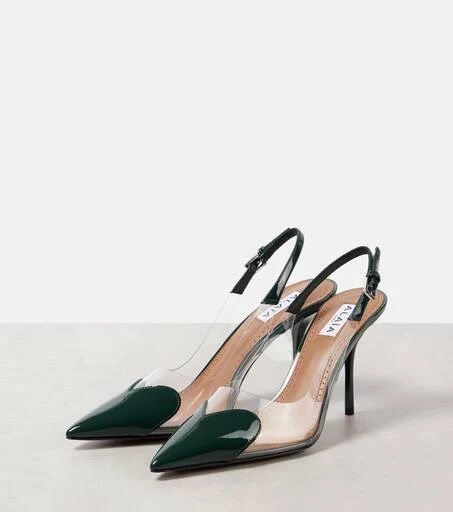 Alaïa Le Cœur 90 patent leather and PU slingback pumps 4
