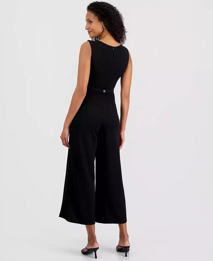 Robbie Bee Women's Belted Sleeveless Crepe Jumpsuit