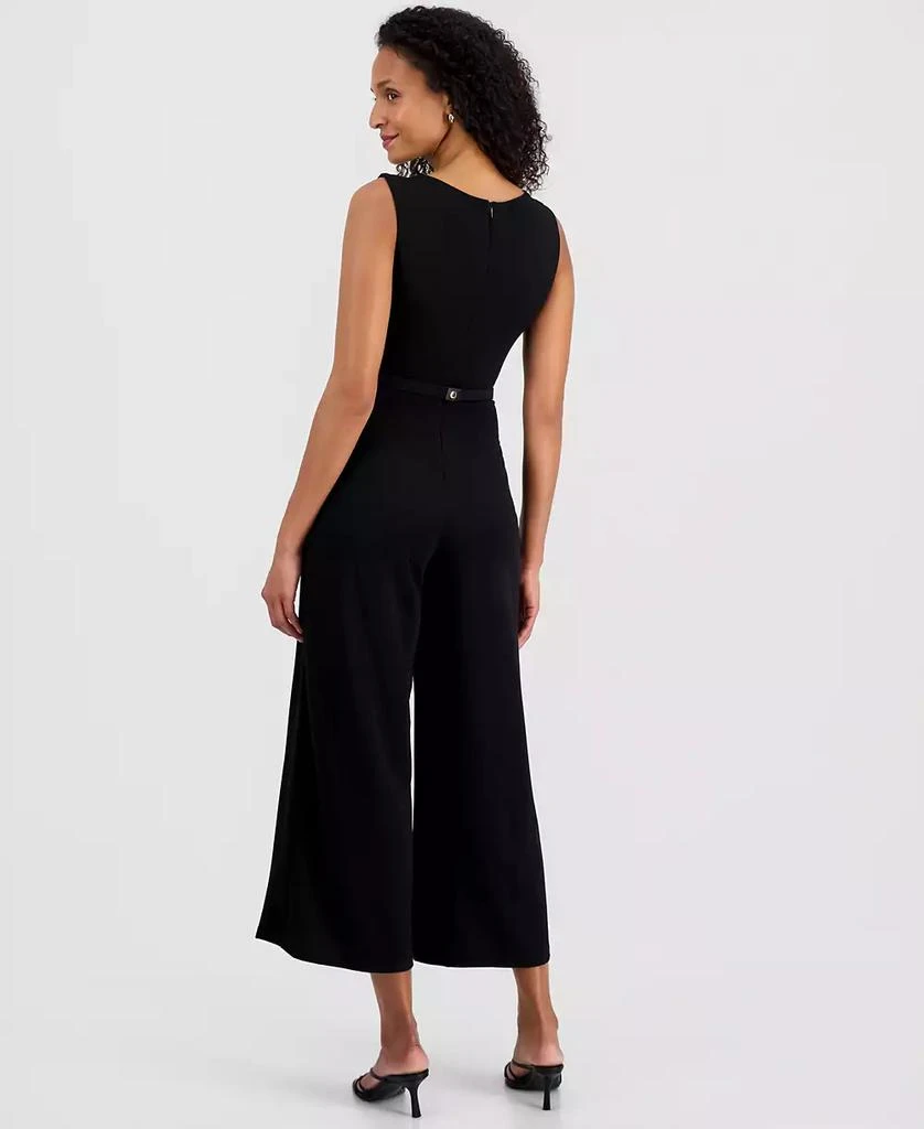 Robbie Bee Women's Belted Sleeveless Crepe Jumpsuit 2