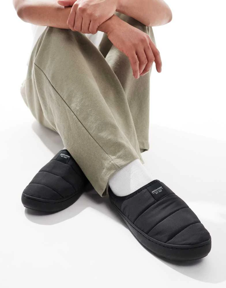 Jack & Jones Jack & Jones padded mule slipper in black 1