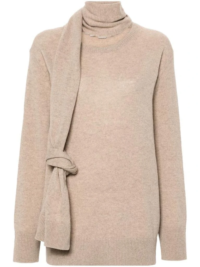 Stella McCartney Stella McCartney Sweater In Recycled Wool And Cashmere Blend With Scarf And Knot 1
