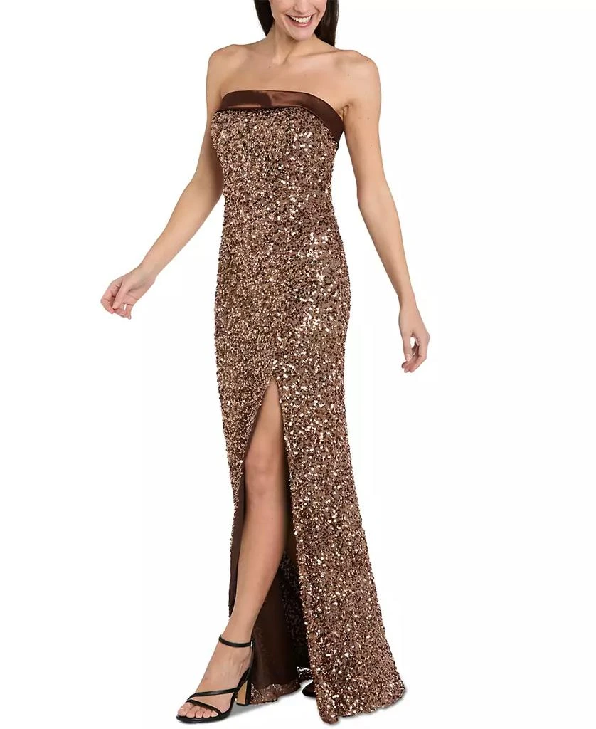 Morgan & Company Juniors' Sequined Strapless Gown 3