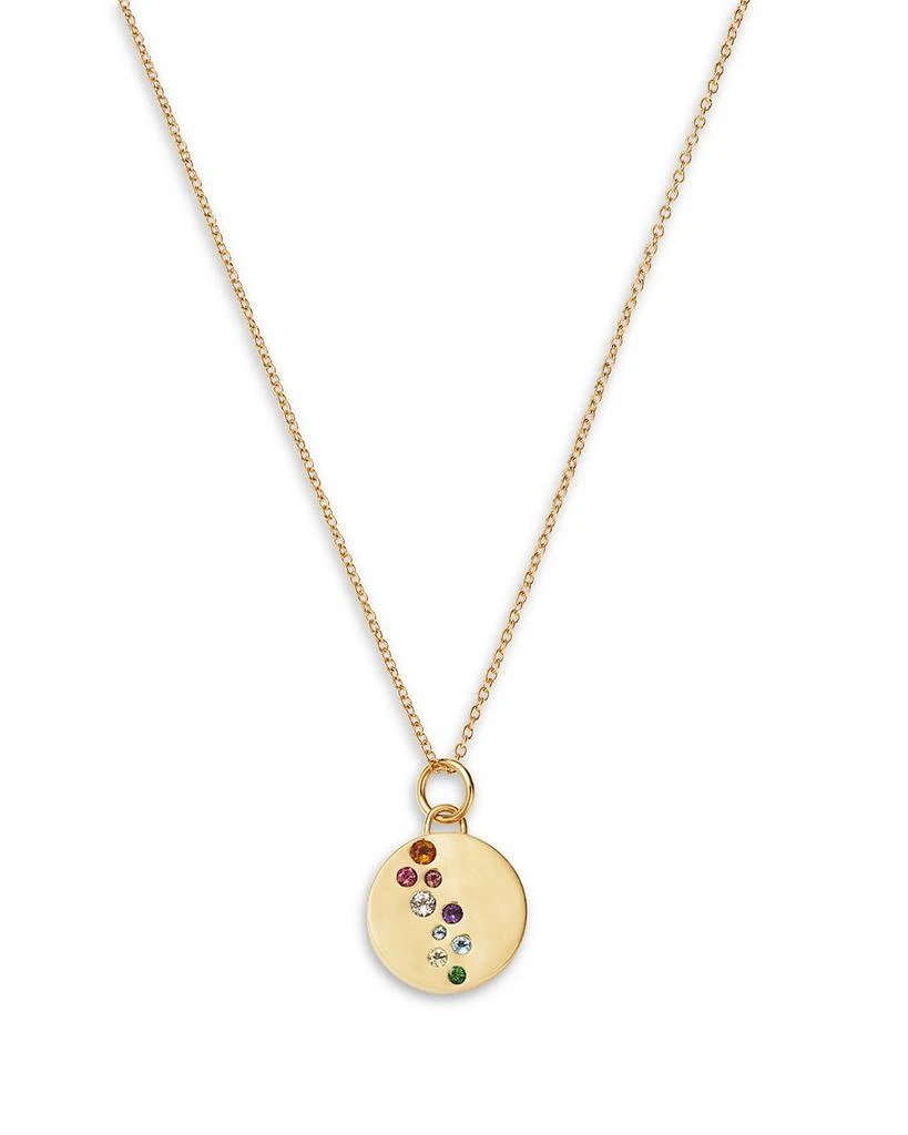 Moon & Meadow Multicolor Gemstone Disc Pendant Necklace in 14K Yellow Gold 1