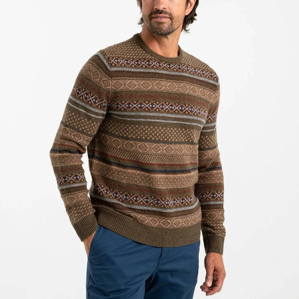 DUCK HEAD Birch Fair Isle Crewneck Sweater In Olive Pine Heather 1