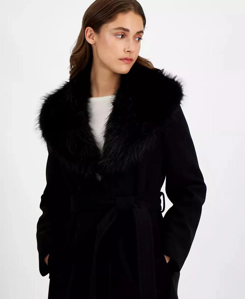 Sam Edelman Women's Belted Faux-Fur-Collar Walker Coat 4