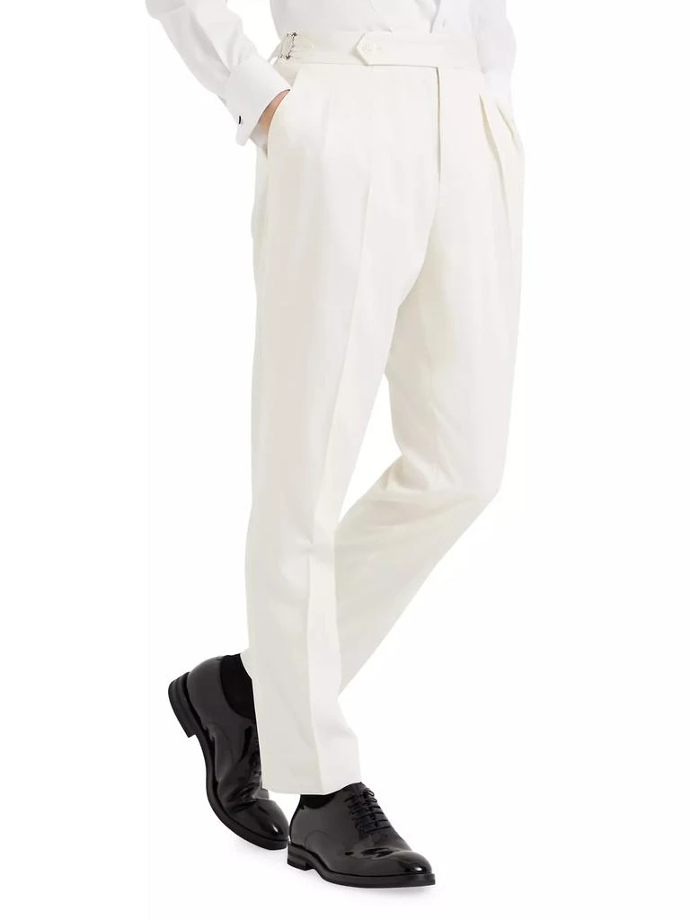 Brunello Cucinelli Délavé Silk Twill Tuxedo Trousers with Double Pleats 2