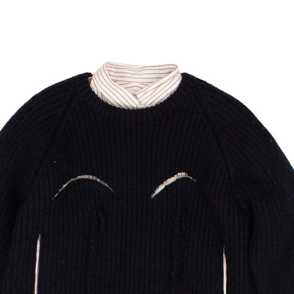 Maison Margiela Navy Cotton Shirt Underlay Sweater 2