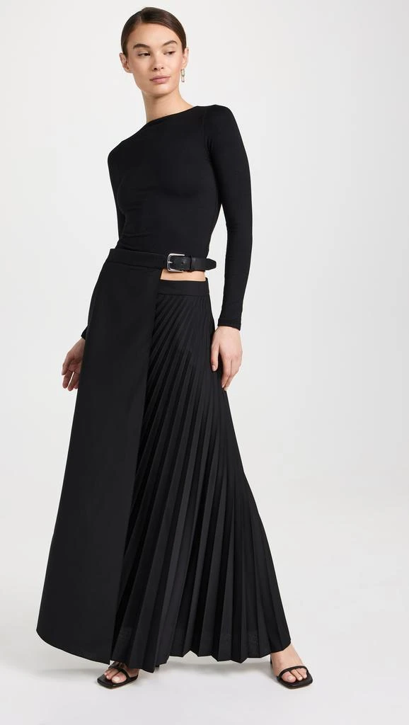 Tibi Micro Jersey Shoulderpad Fitted Crewneck Top 7