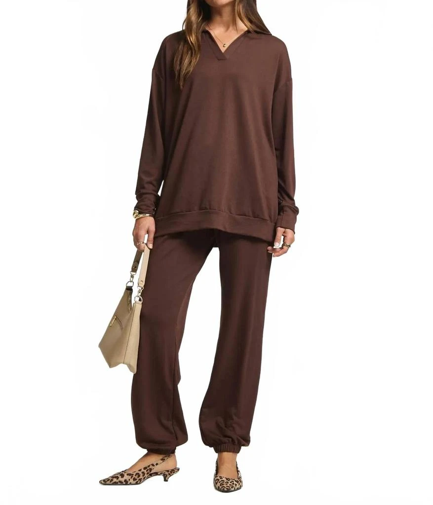 Dear Scarlett French Terry Travel Set In Chocolate