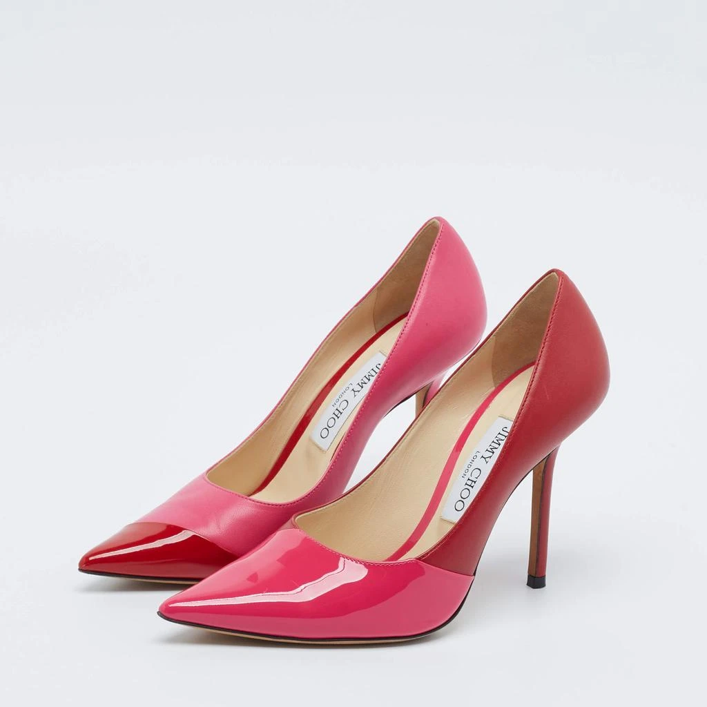 Jimmy Choo Jimmy Choo Pink/Red Patent and Leather Asymmetric Love Pumps Size 37 2