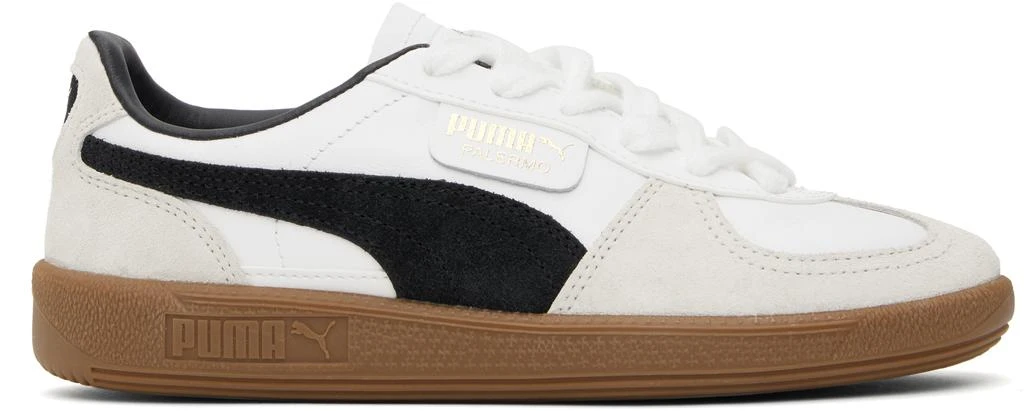 Puma White & Gray Palermo Leather Sneakers 1