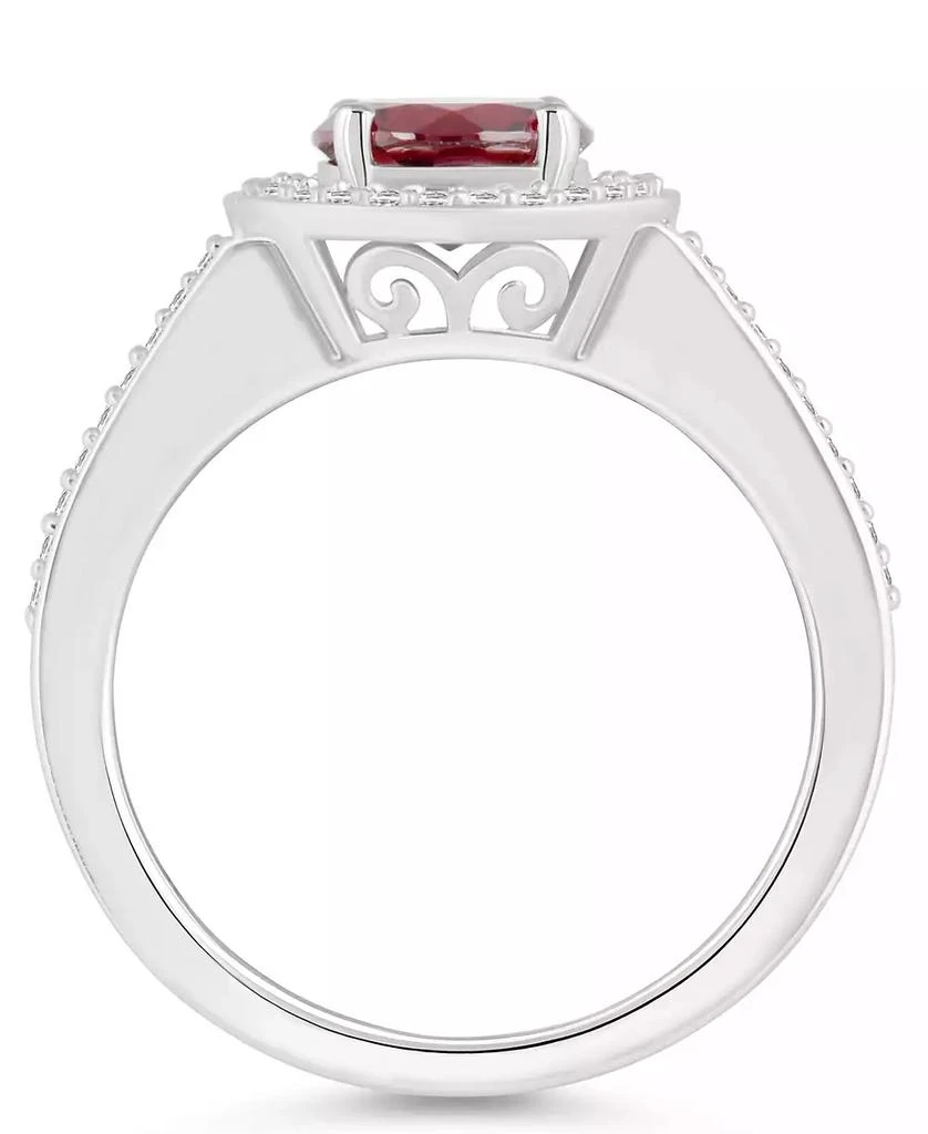 Macy's Garnet (1-2/3 ct. t.w.) and Diamond (1/5 ct. t.w.) Halo Ring in Sterling Silver 3