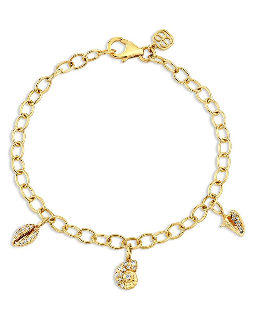 Sydney Evan 14K Yellow Gold Diamond Seashell Charm Bracelet 1