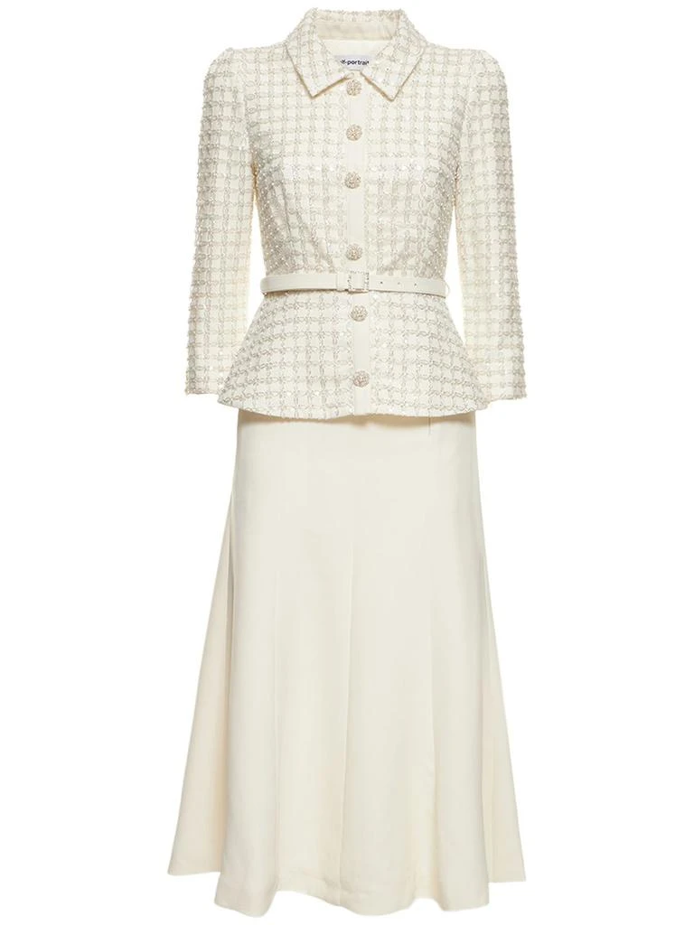 Cream Crepe Button Midi Dress main image 1