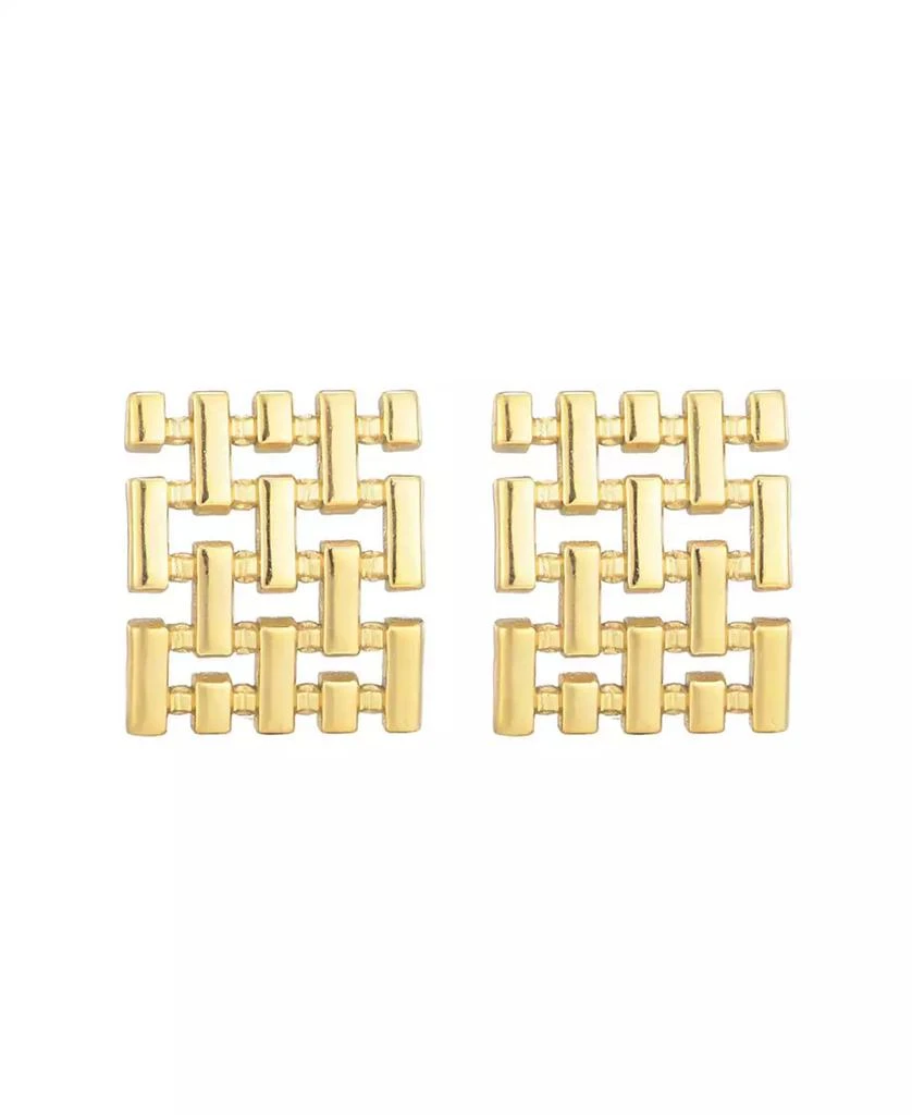 ADORNIA Tarnish Resistant Gold Grid Stud Earrings 2