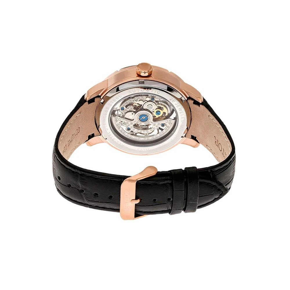 Heritor Automatic Ryder Black & Rose Gold & Black Leather Watches 44mm 2