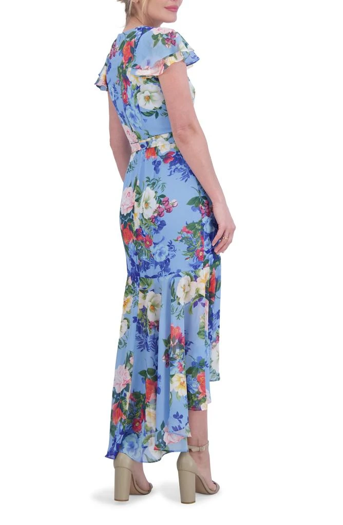 Eliza J Floral Double Flutter Sleeve High-Low Dress 3