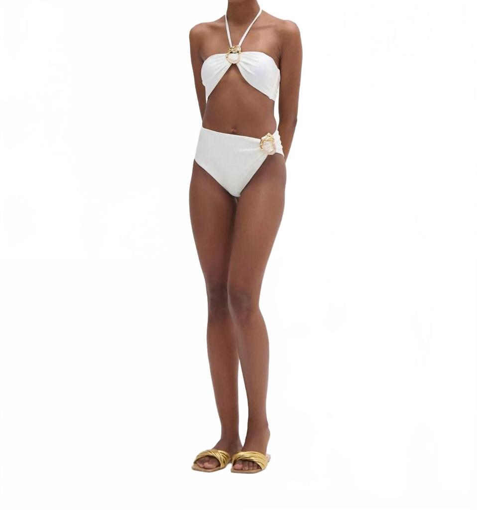PatBO Jersey Sands Stone Bikini Bottom In Off White