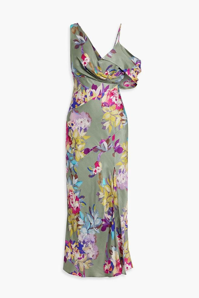 NICHOLAS Draped floral-print satin-crepe midi dress 1