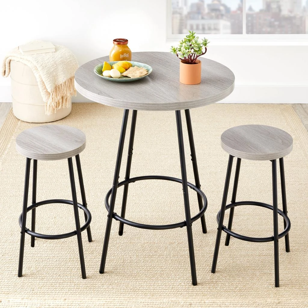 Best Choice Products 3-Piece Bistro Set, Modern Round Counter Height Dining Set w/ 2 Stools, Metal Frame 1