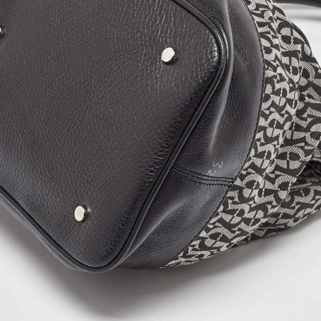 Aigner Aigner Black/White Signature Canvas and Leather Logo Tote 14