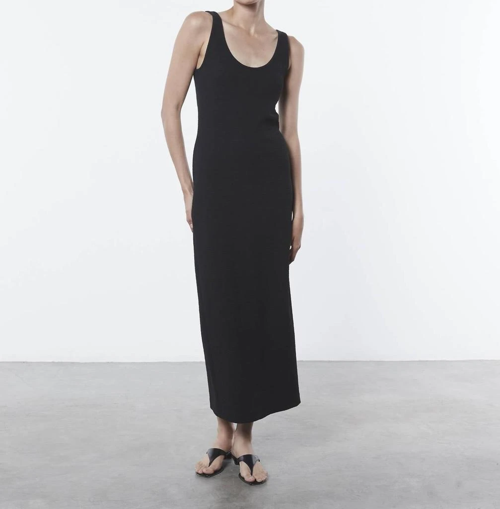 Enza Costa Textured Jacquard Tank Dress In Black 1