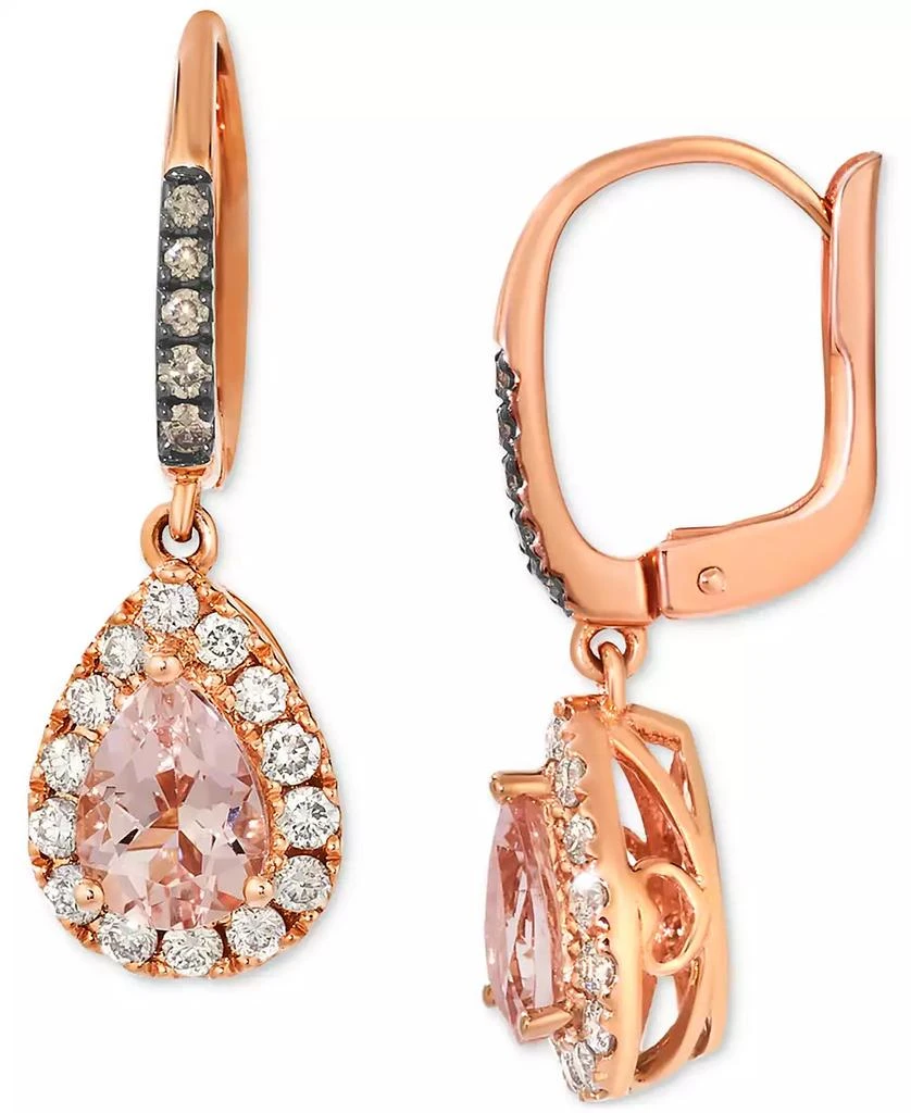 Le Vian Peach Morganite (1 ct. t.w.), Nude Diamond (3/8 ct. t.w.) & Chocolate Diamond (1/10 ct. t.w.) Teardrop Earrings in 14k Strawberry Gold 2