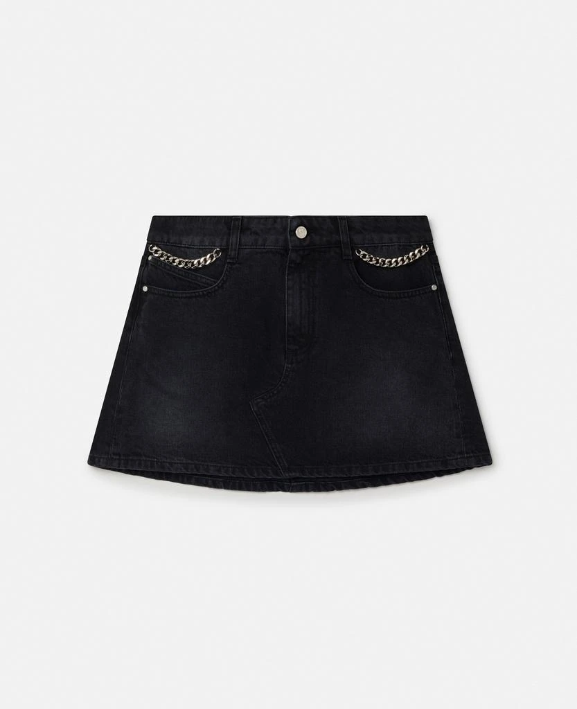 Stella McCartney Stella McCartney - Falabella Denim Mini Skirt, Woman, Black, Size: XS 1
