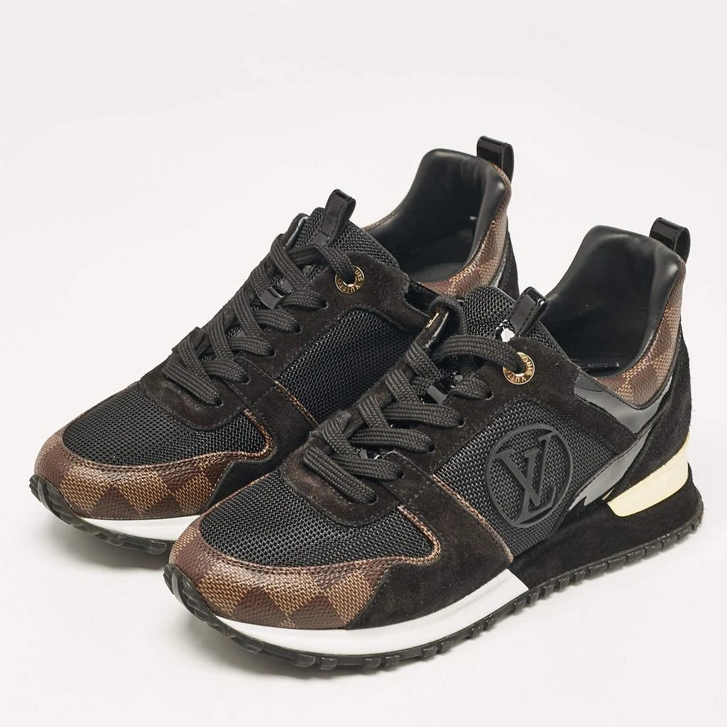 Louis Vuitton Louis Vuitton Black/Brown Mesh and Damier Ebene Canvas Run Away Sneakers Size 37 2