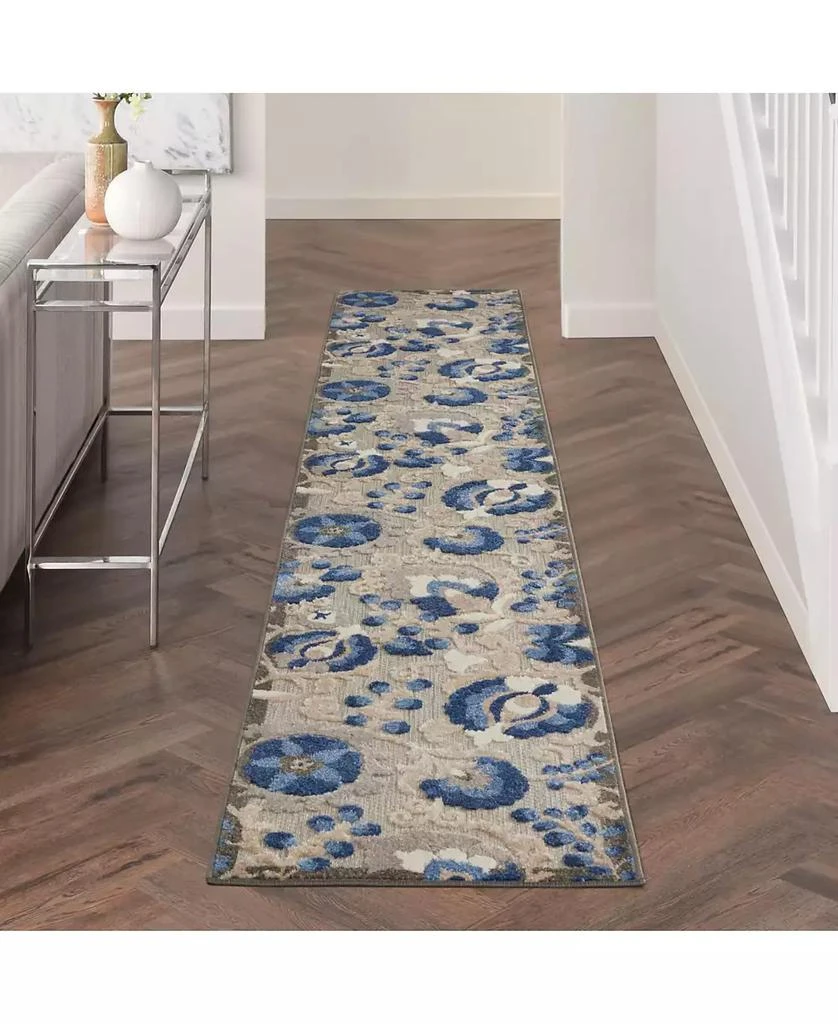 Nourison Aloha ALH17 Blue 2'3" x 12' Runner Rug 2