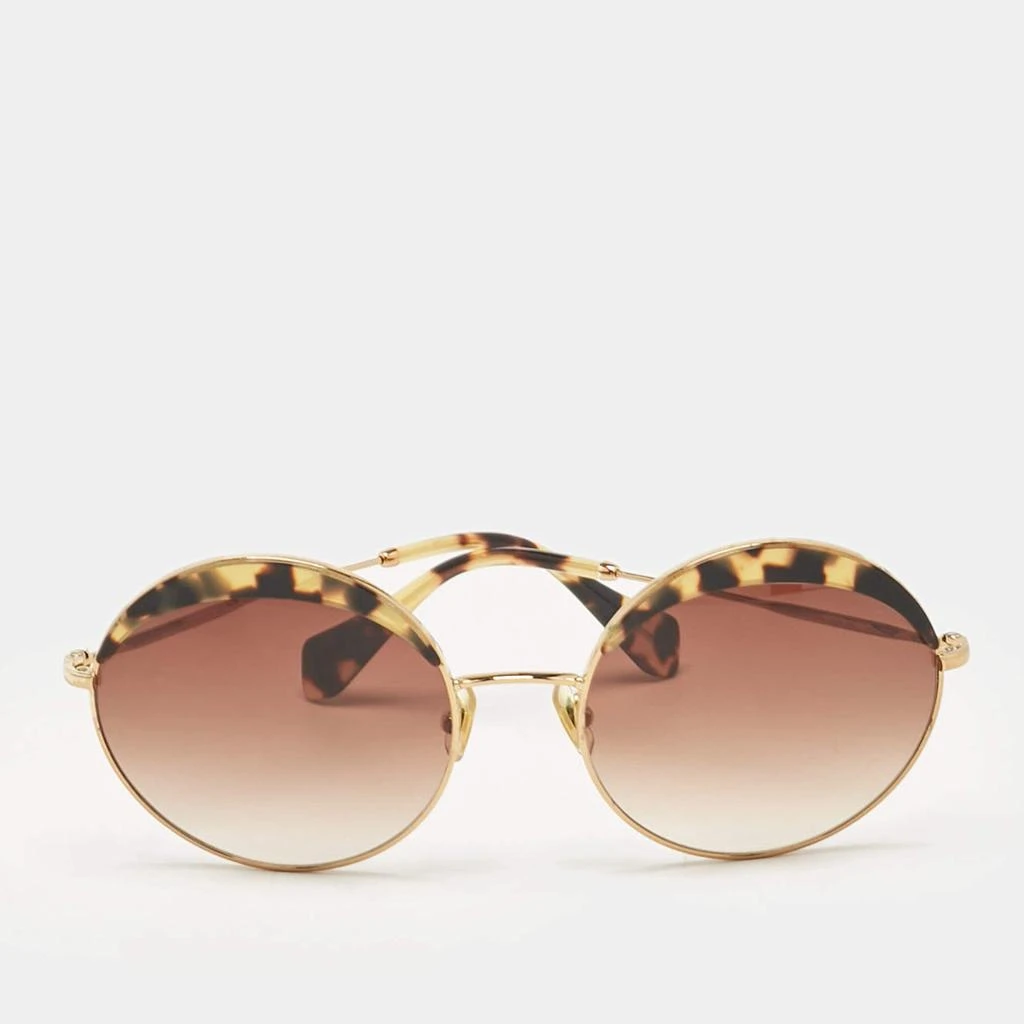 Miu Miu Miu Miu Brown Gradient Tortoise Gold Tone SMU51Q Round  Sunglasses 1