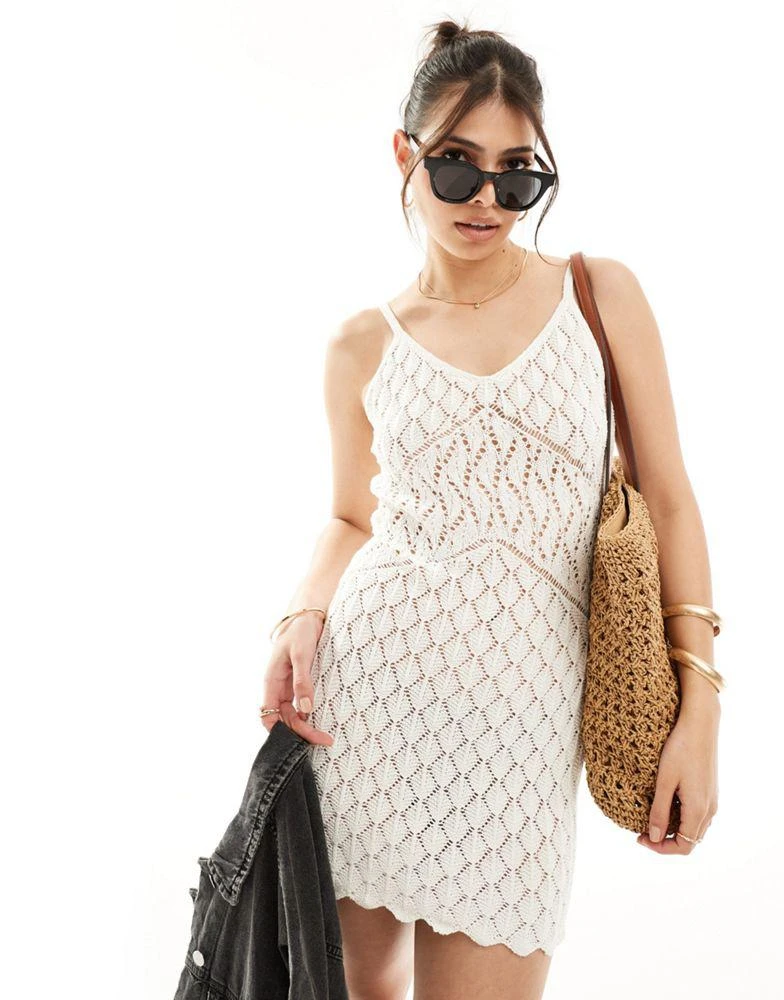 Superdry Superdry Crochet cami mini dress in desert bone off white 1