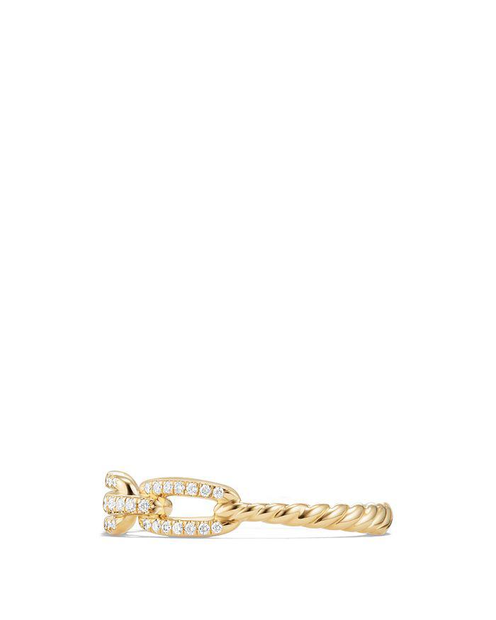 David Yurman Stax Single Row Pavé Chain Link Ring with Diamonds in 18K Gold