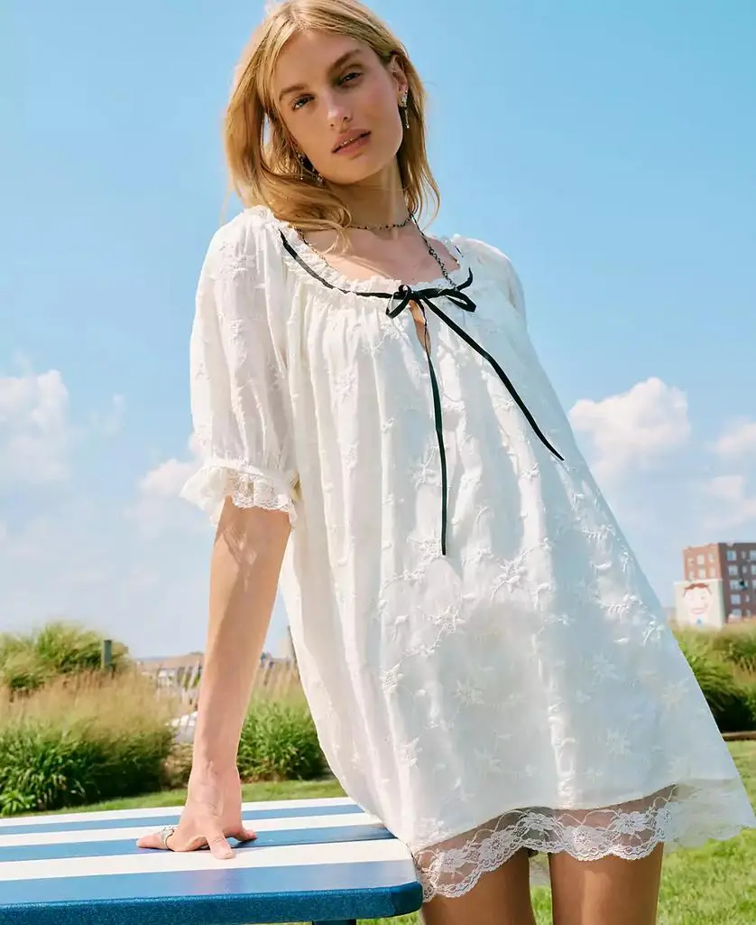 Free People Women's Juno Short Puff-Sleeve Mini Dress 6