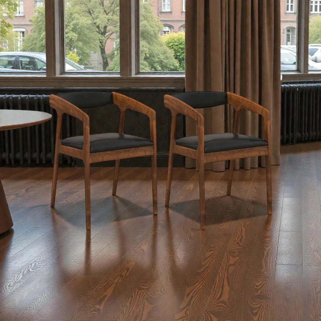 Hivvago Upholstered Chair with Supportive Backrest and Thick Seat Cushion - Set of 2